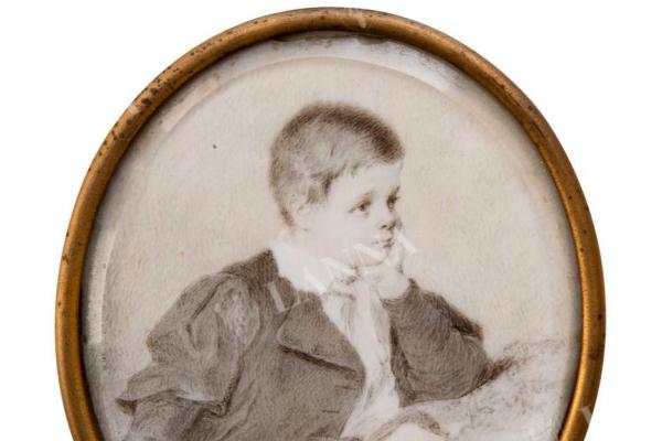 Medailonek s dětským portrétem Adalberta Lanny mladšího. 40. léta 19. století. Sbírka rodiny Trauttenberg.