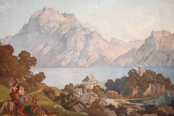 Panorama Travenského jezera s horou Traunstein a kostelem Traunkirchen. Foto S. Kyselová.